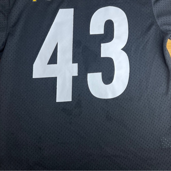 Mitchell & Ness Pittsburgh Steelers Troy Polamalu Black Mesh Hoodie T-Shirt|Sz:M - Picture 15 of 16